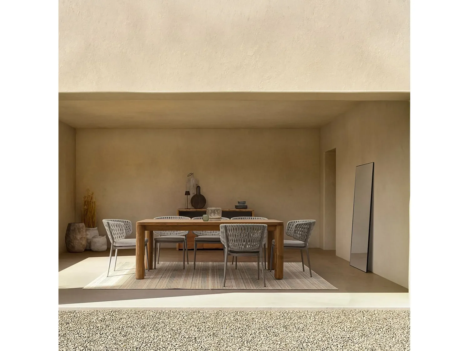 Table à manger de jardin rectangulaire en teck L200 - PORQUEROLLES