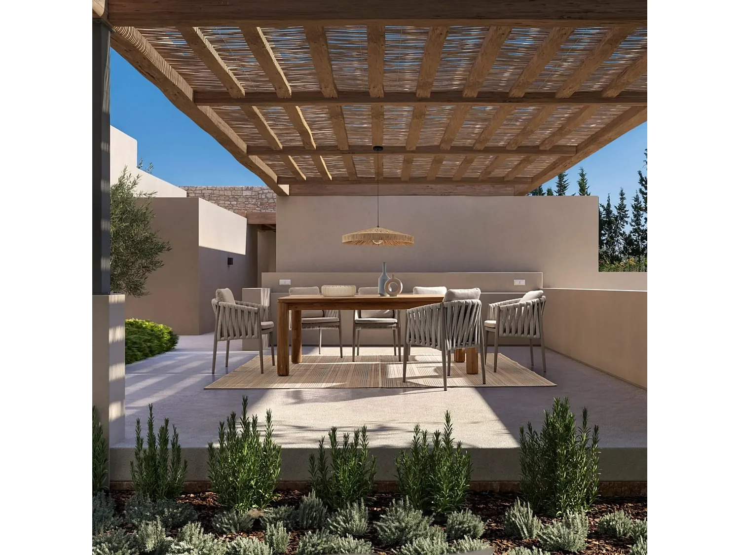 Table à manger de jardin rectangulaire en teck L200 - PORQUEROLLES