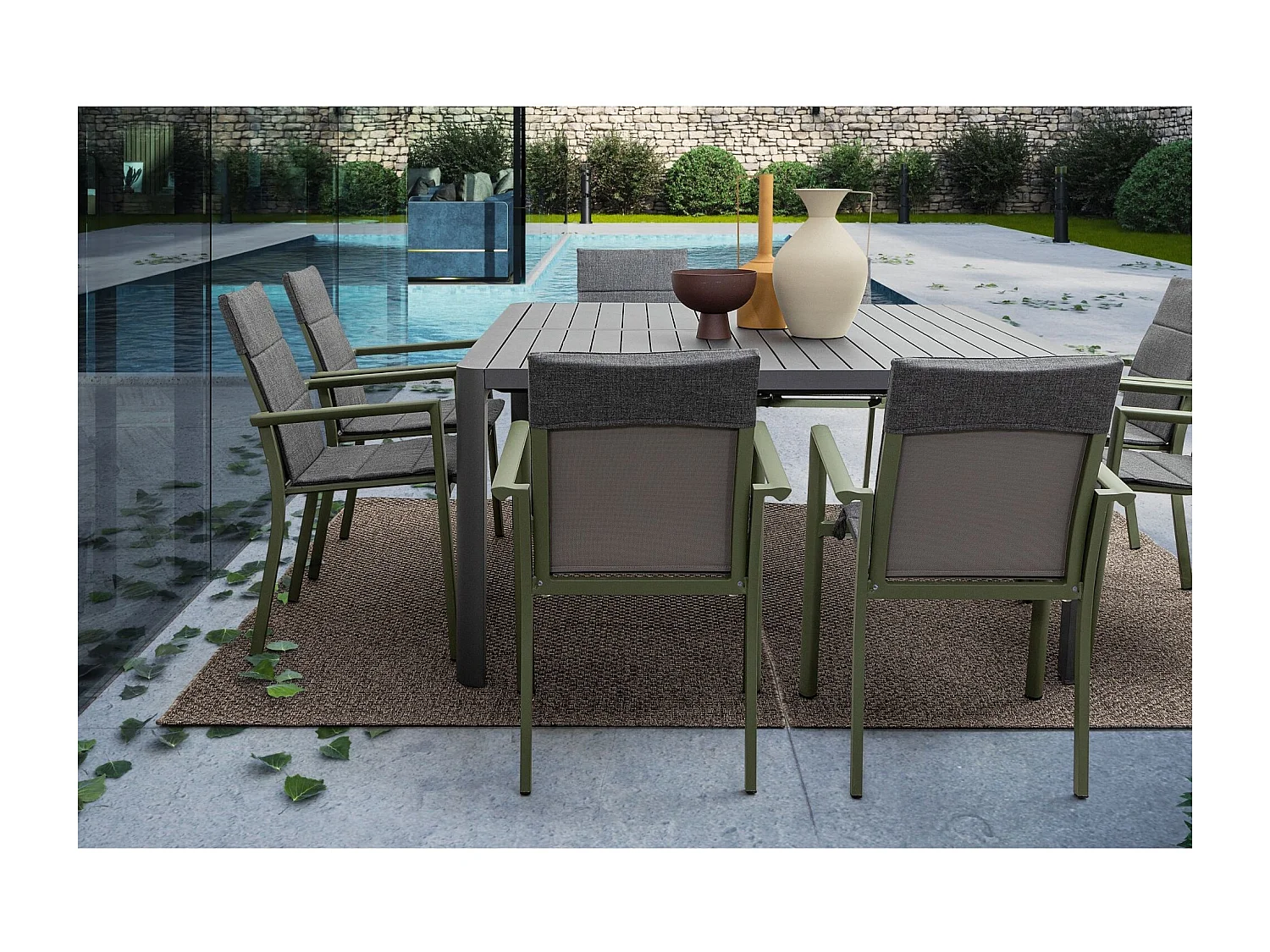 Table de jardin carrée extensible en métal L97/149 6/8 personnes - AVIGNON
