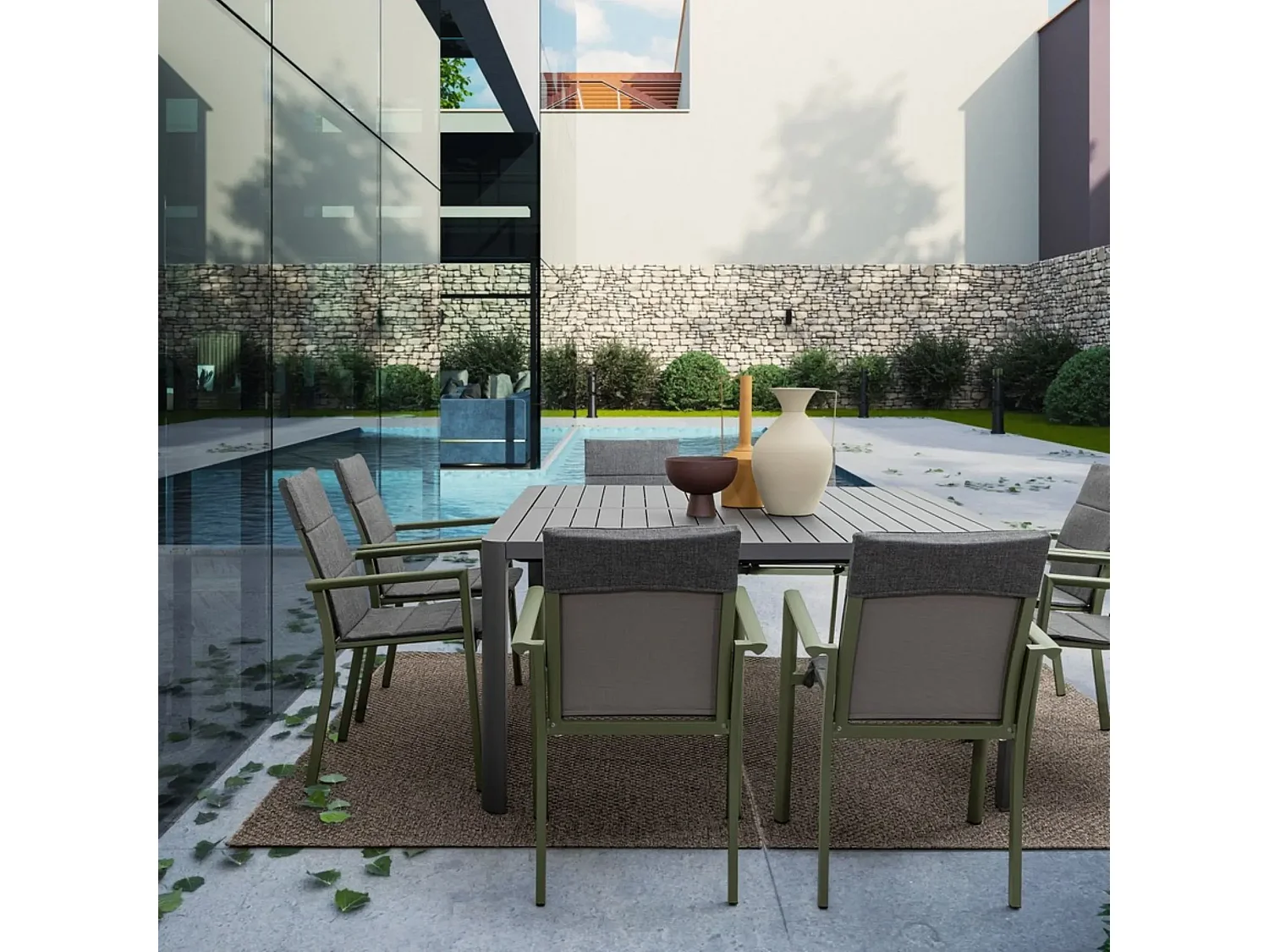 Table de jardin carrée extensible en métal L97/149 6/8 personnes - AVIGNON