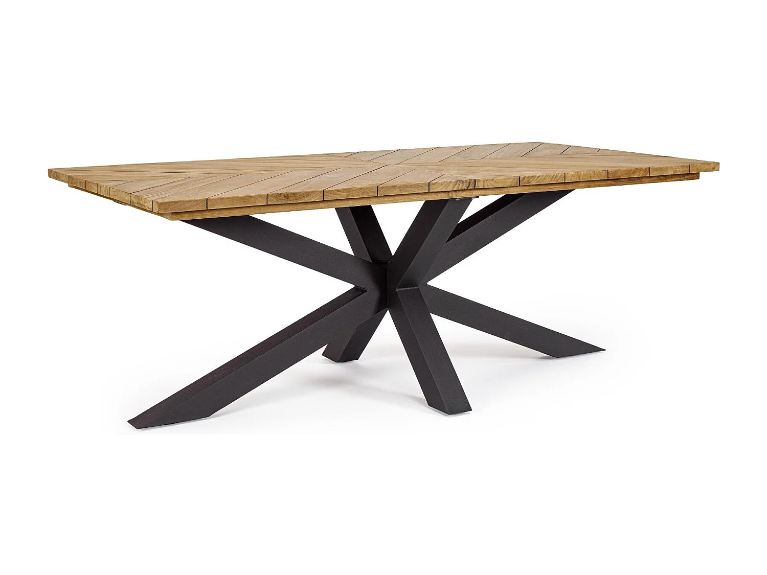 Table à manger de jardin rectangulaire teck et métal L200 - CAP FERRET