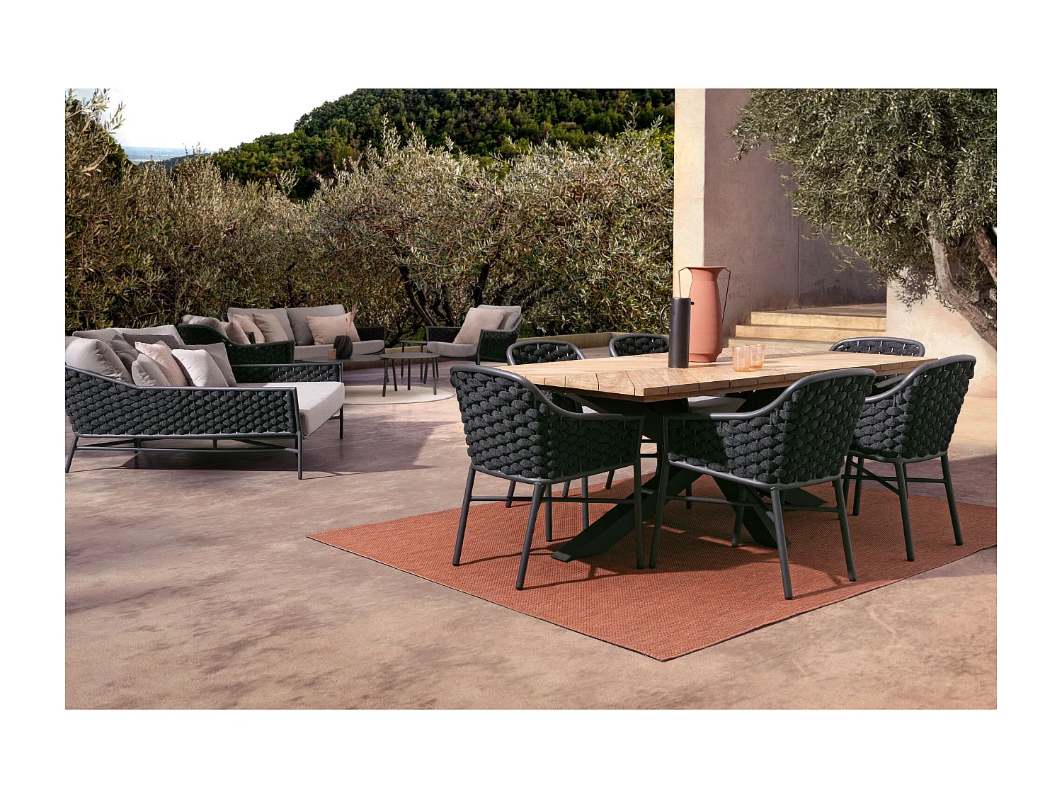 Table à manger de jardin rectangulaire teck et métal L200 - CAP FERRET