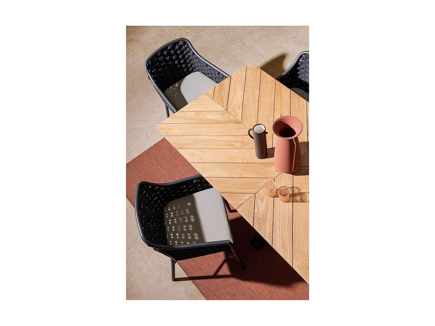 Table à manger de jardin rectangulaire teck et métal L200 - CAP FERRET