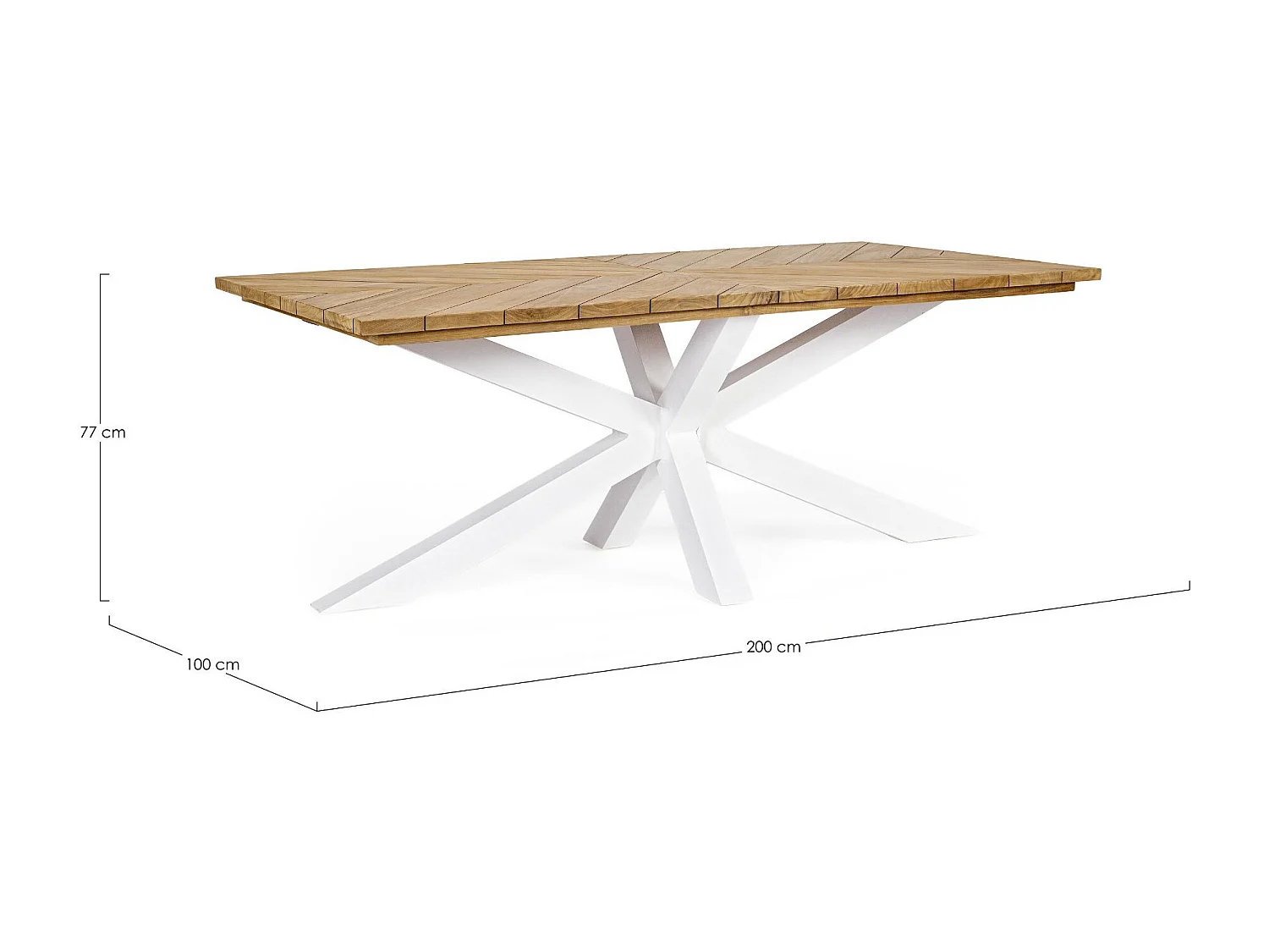 Table à manger de jardin rectangulaire teck et métal L200 - CAP FERRET