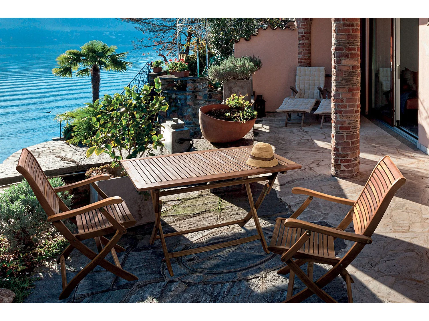 Table de jardin rectangulaire pliable en acacia L120 - CANCALE