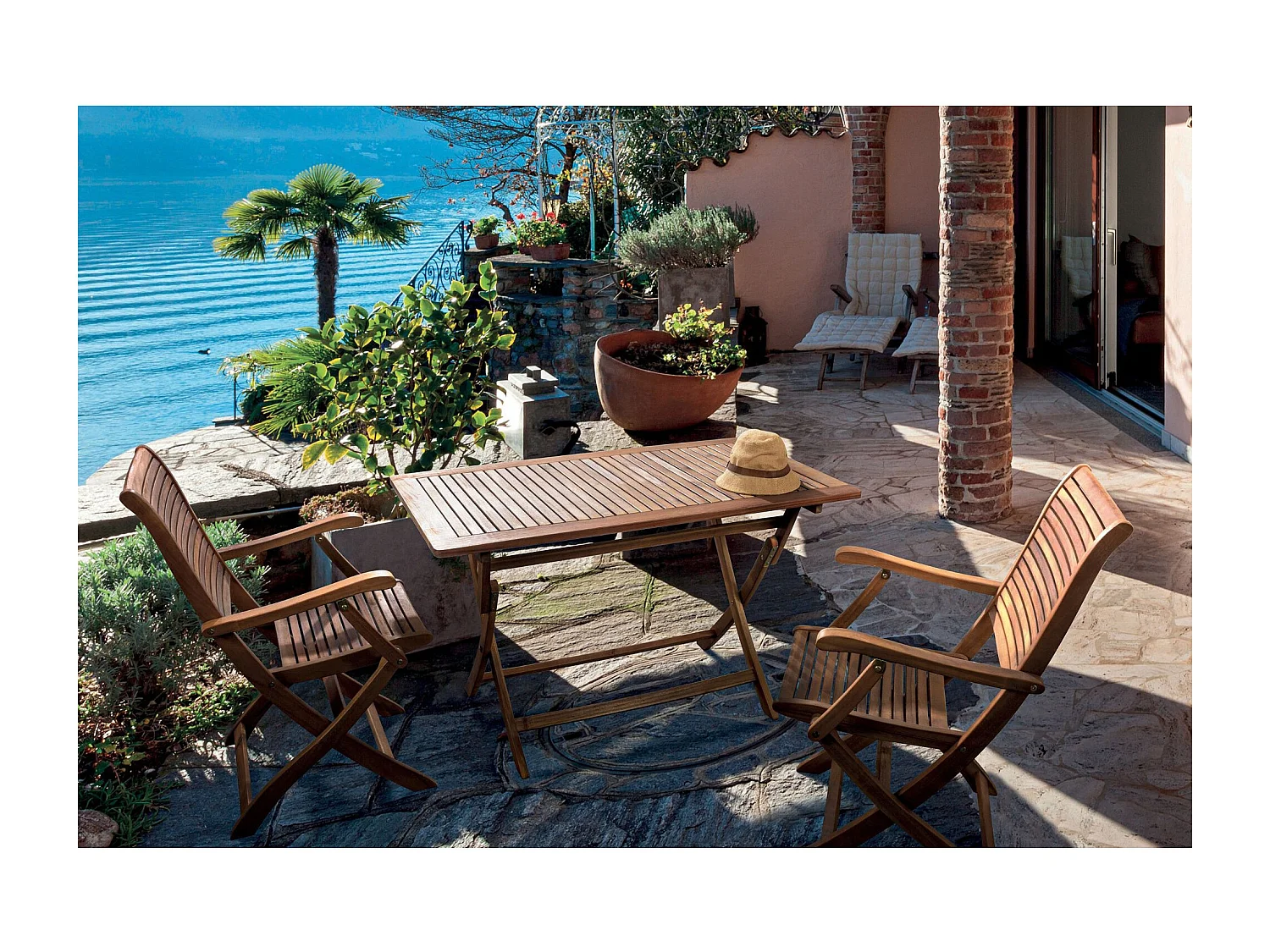 Table de jardin rectangulaire pliable en acacia L120 - CANCALE