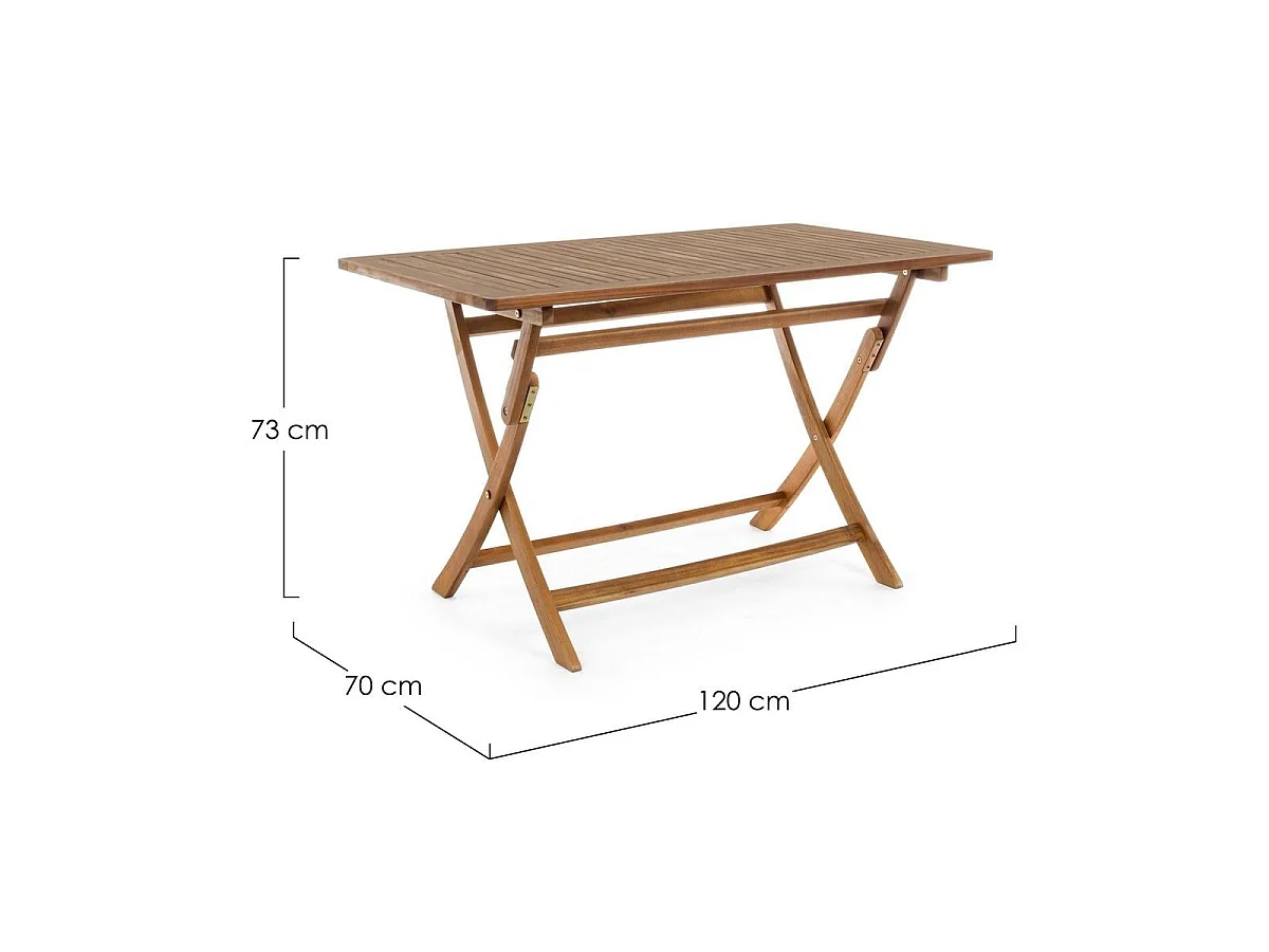 Mesa de jardín plegable de madera 70x120 cm Noemi YES