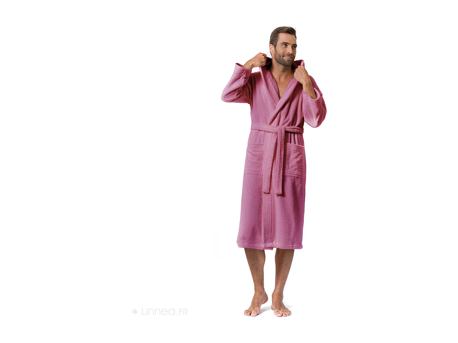 Peignoir à capuche adulte PURE coton XS rose lavande