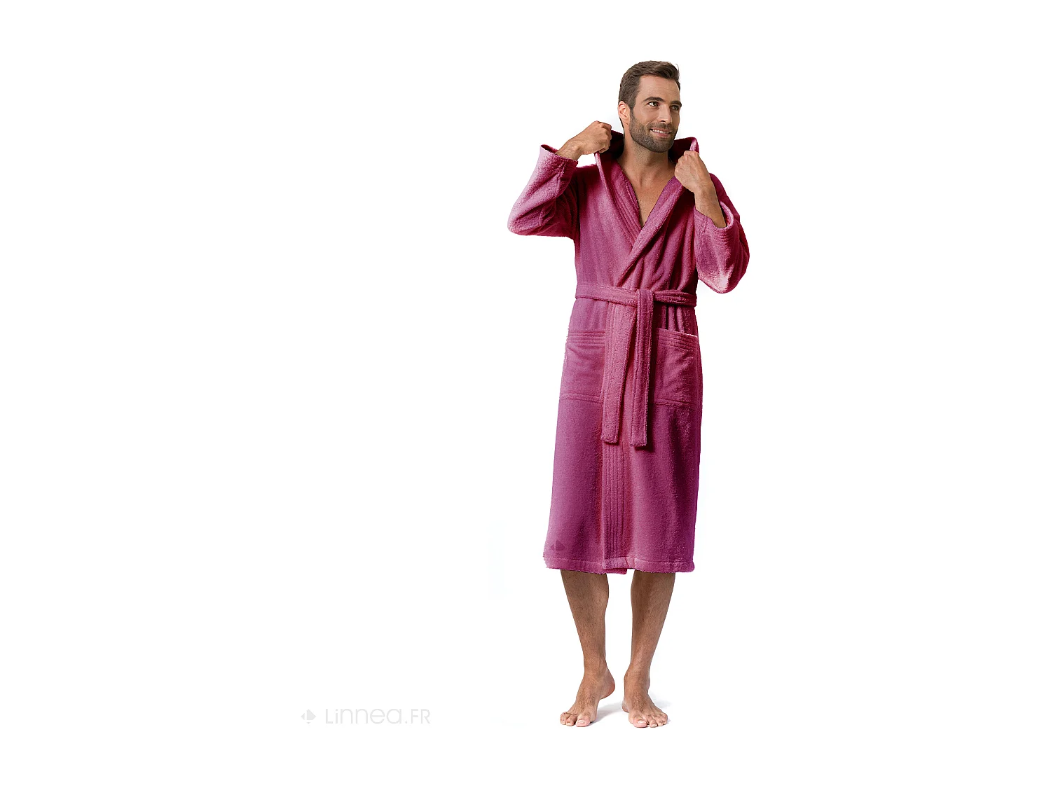 Peignoir à capuche adulte PURE coton XS violet prune