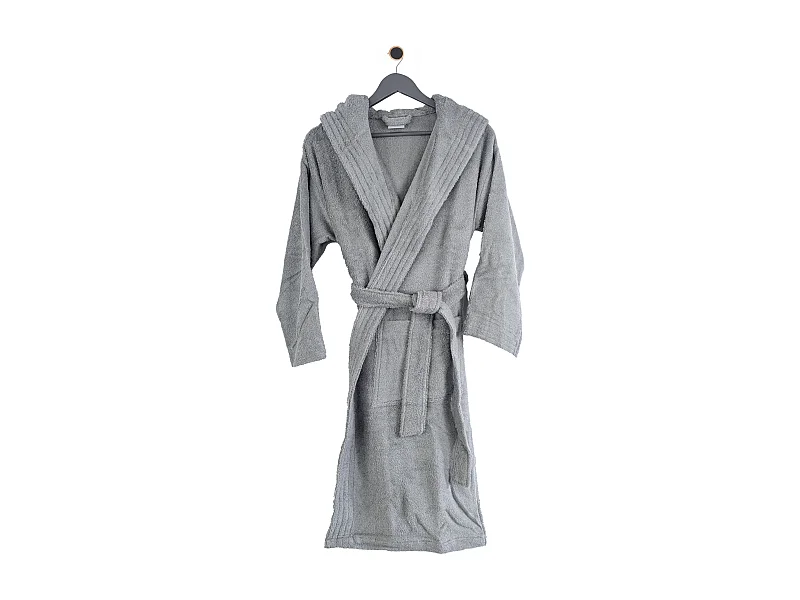 Peignoir à capuche adulte PURE coton XS gris argent