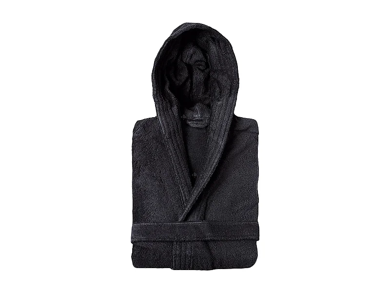 Peignoir à capuche adulte PURE coton XS noir