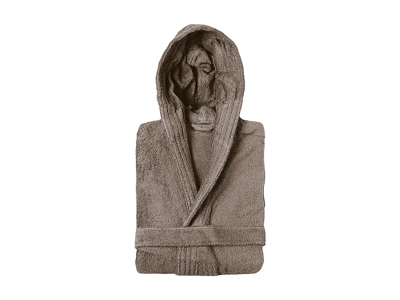 Peignoir à capuche adulte PURE coton XS marron taupe