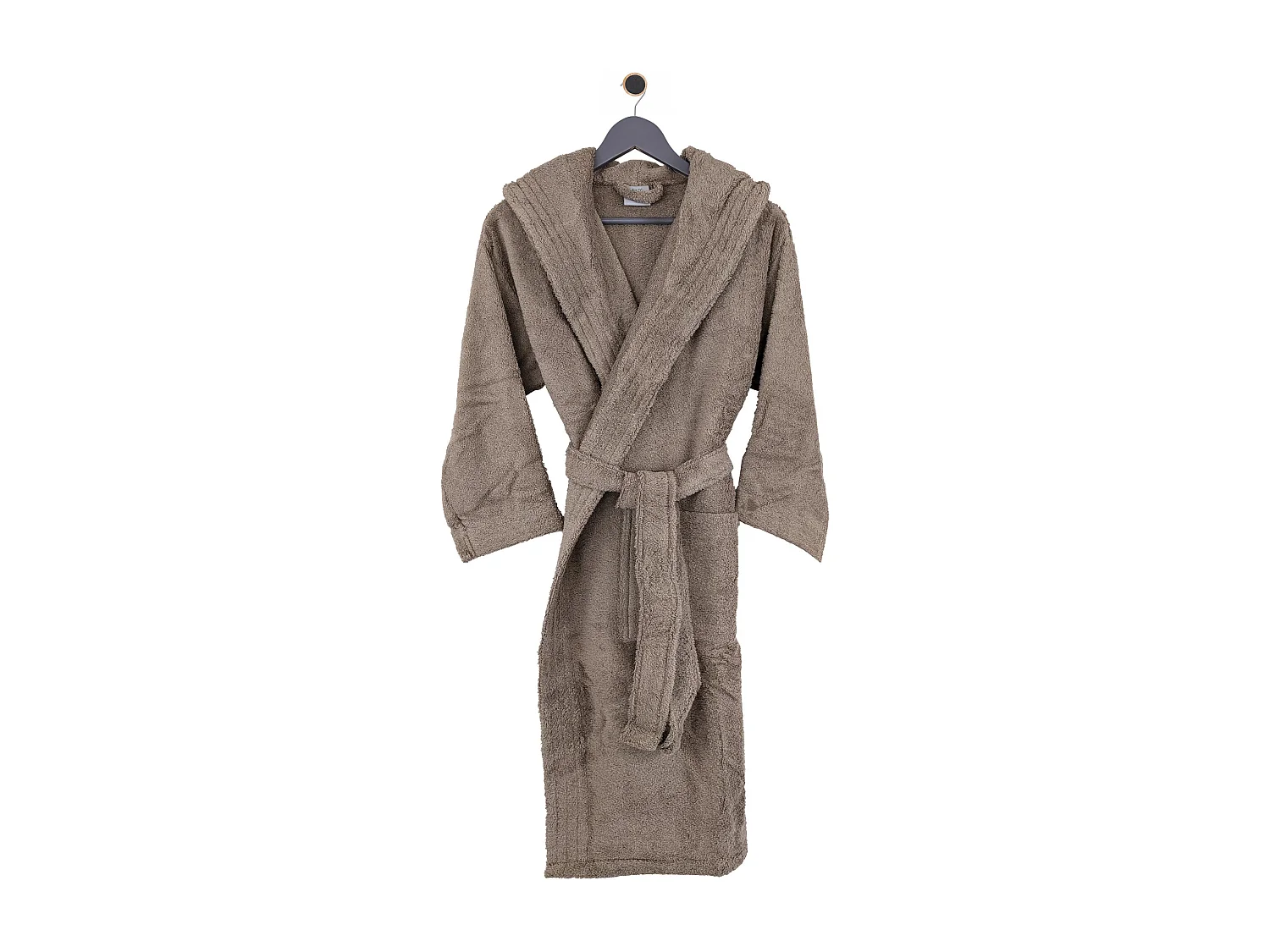 Peignoir à capuche adulte PURE coton XS marron taupe