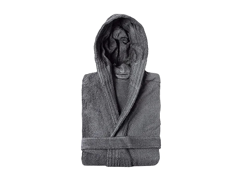 Peignoir à capuche adulte PURE coton XS gris anthracite