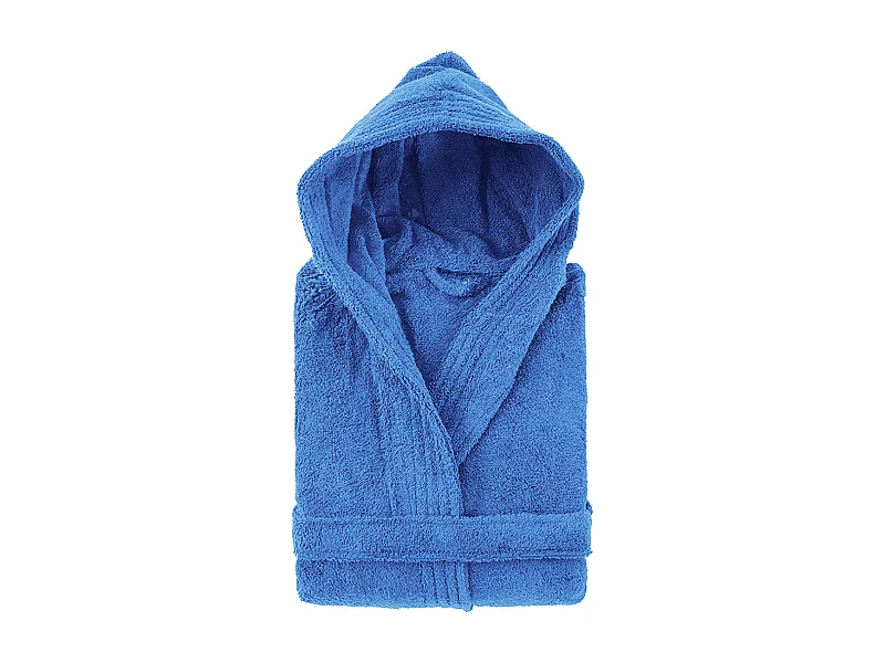 Peignoir à capuche adulte PURE coton XS bleu mer
