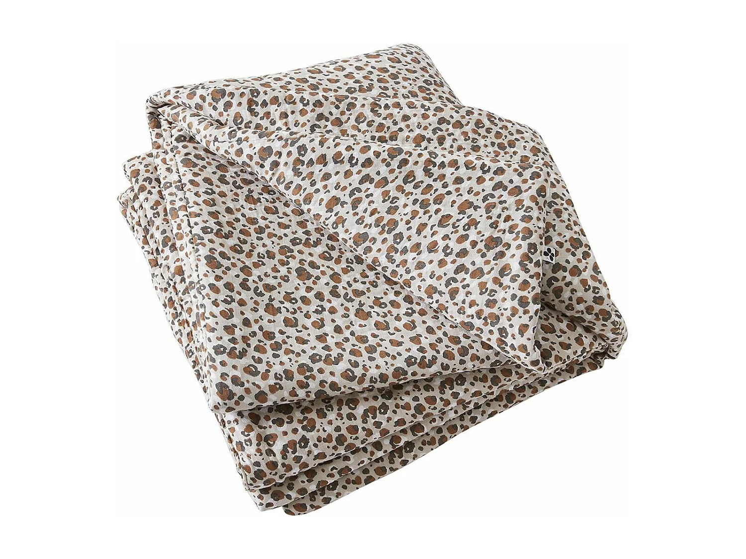 SOLENE - Chemin de Lit  90x200cm Gaze de Coton Imprimé Tâcheté Brun