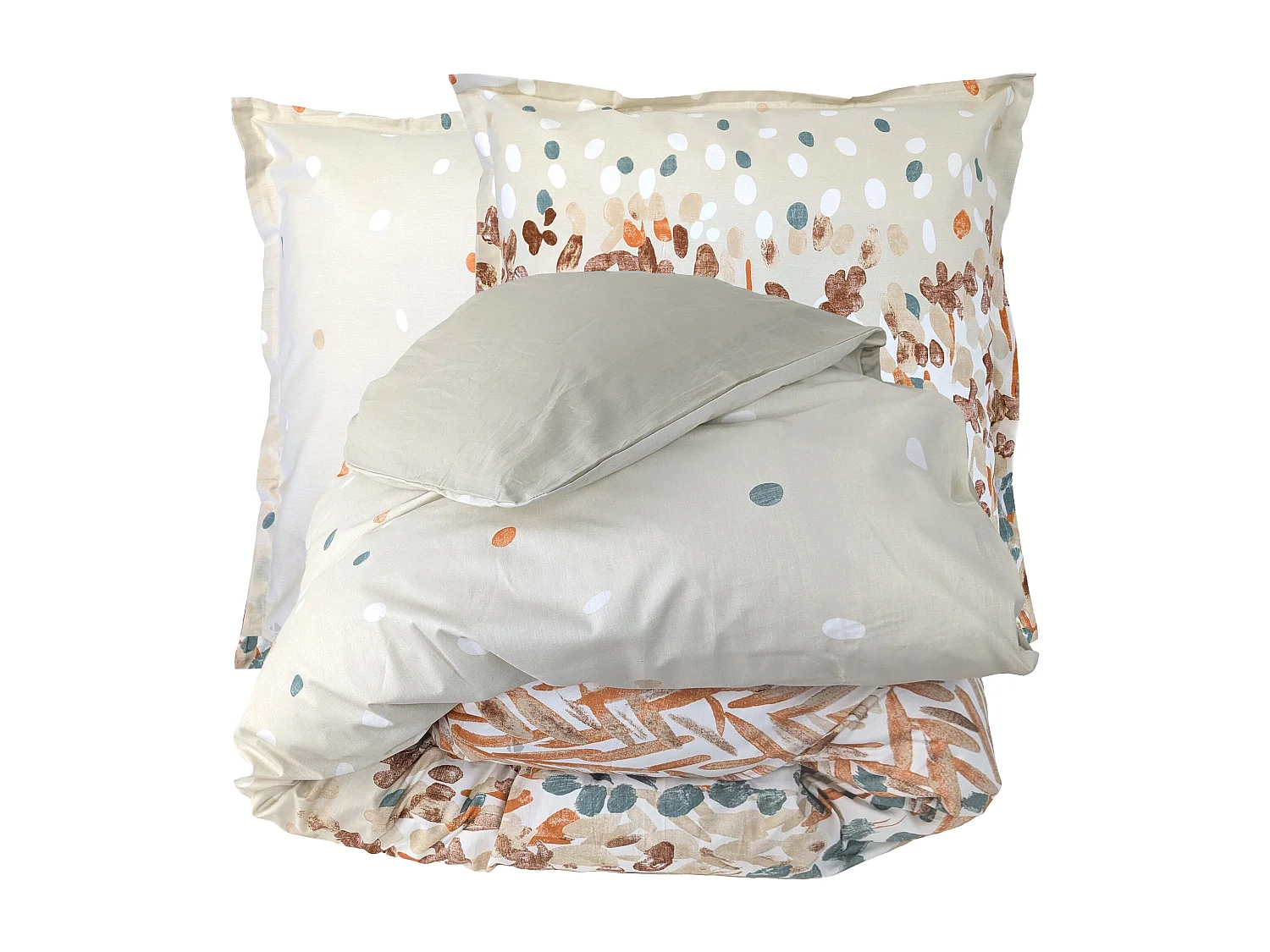 Parure de lit 140x200 cm 65x65 cm coton ÉVASION pêche 2 pièces