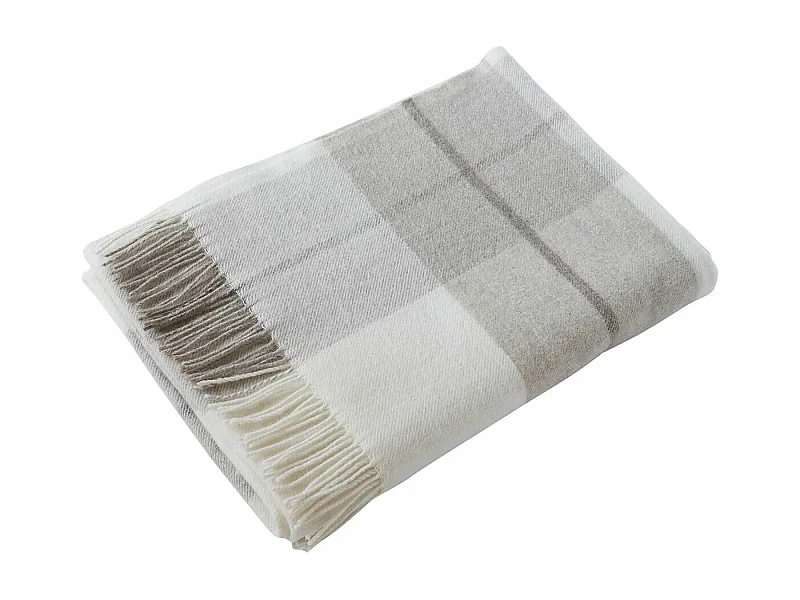 EVERETT - Plaid à Franges 100% Laine à Carreaux 140x200cm