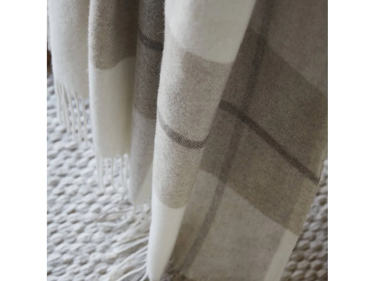 EVERETT - Plaid à Franges 100% Laine à Carreaux 140x200cm