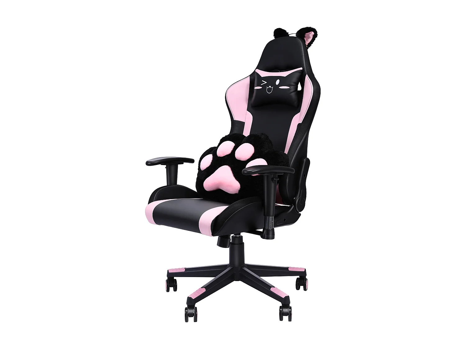 Gamingstoel roze RGB met speakers, LED, hoofdsteun, armleuningen en voetensteun - Ergonomisch, kantelbaar PU leder voor eSport (154 karakters)