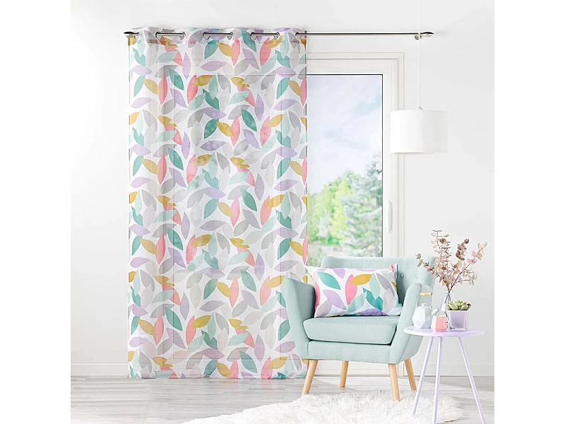 Rideau Voilage à Œillets Imprimé "Fantasia" 140x240cm Multicolore