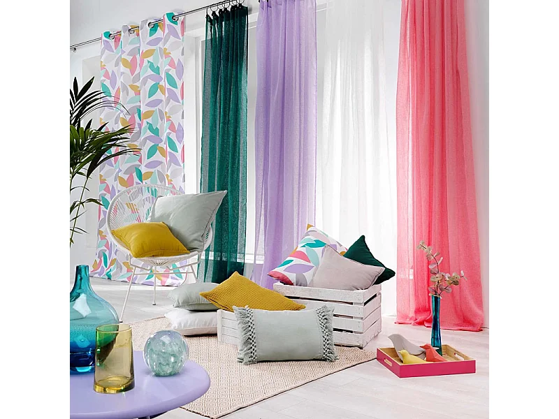 Rideau Voilage à Œillets Imprimé "Fantasia" 140x240cm Multicolore