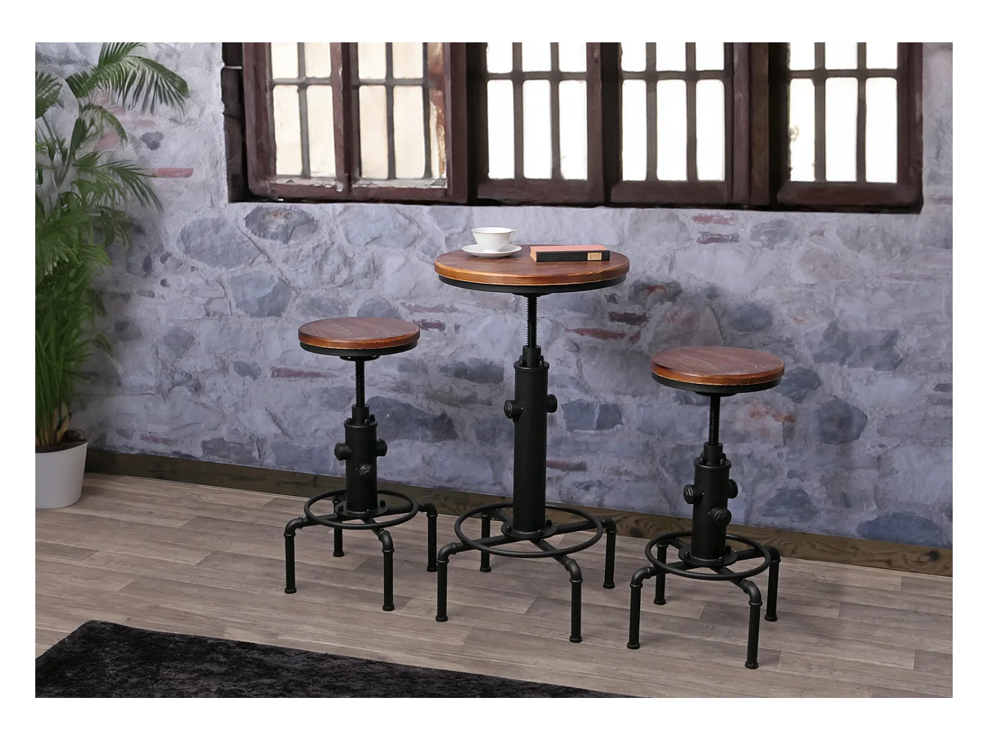 Stolik barowy MCW-N23,  brązowy