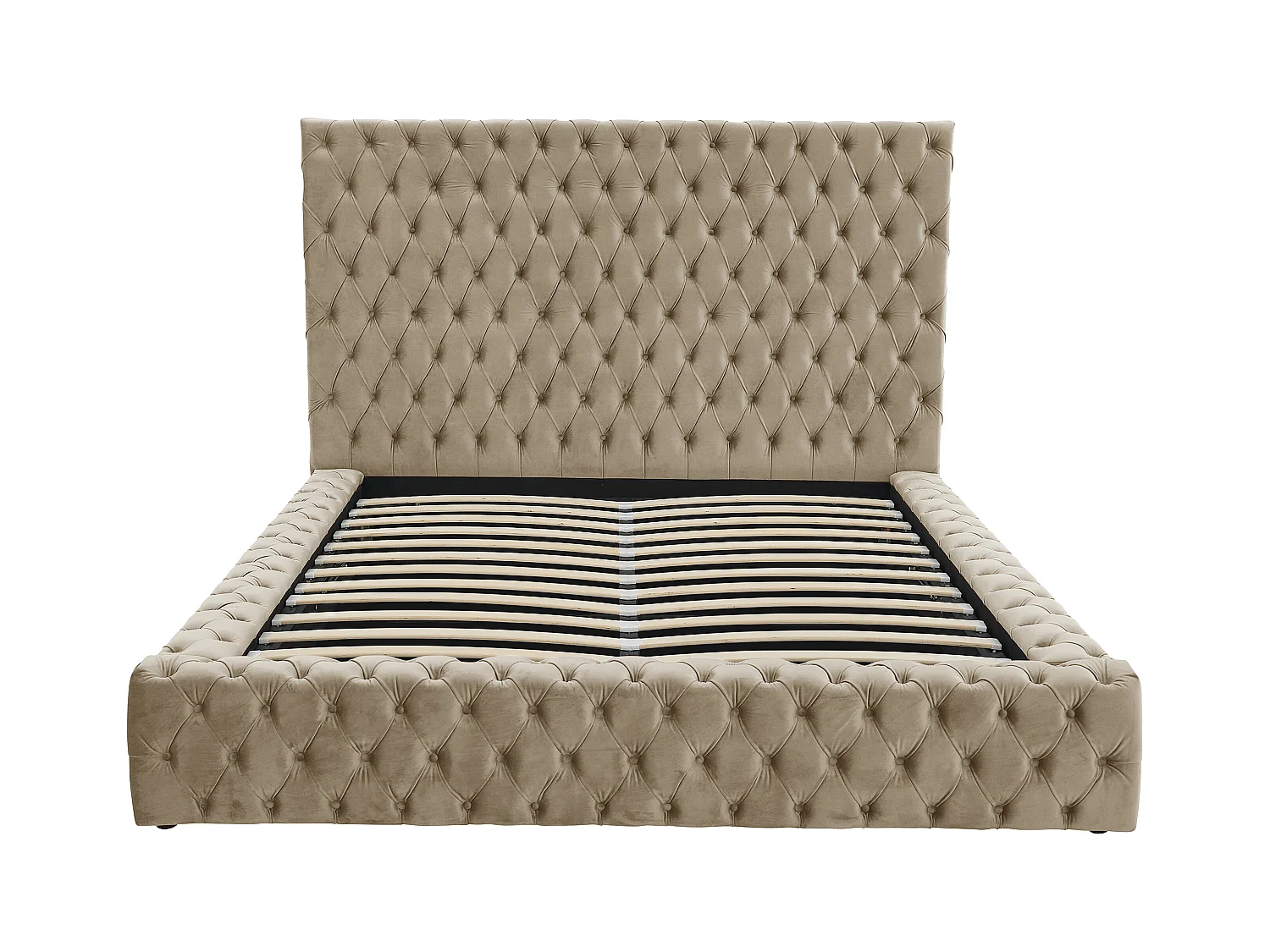 Lit coffre chesterfield 160 x 200 cm - Velours - Taupe - DULENI