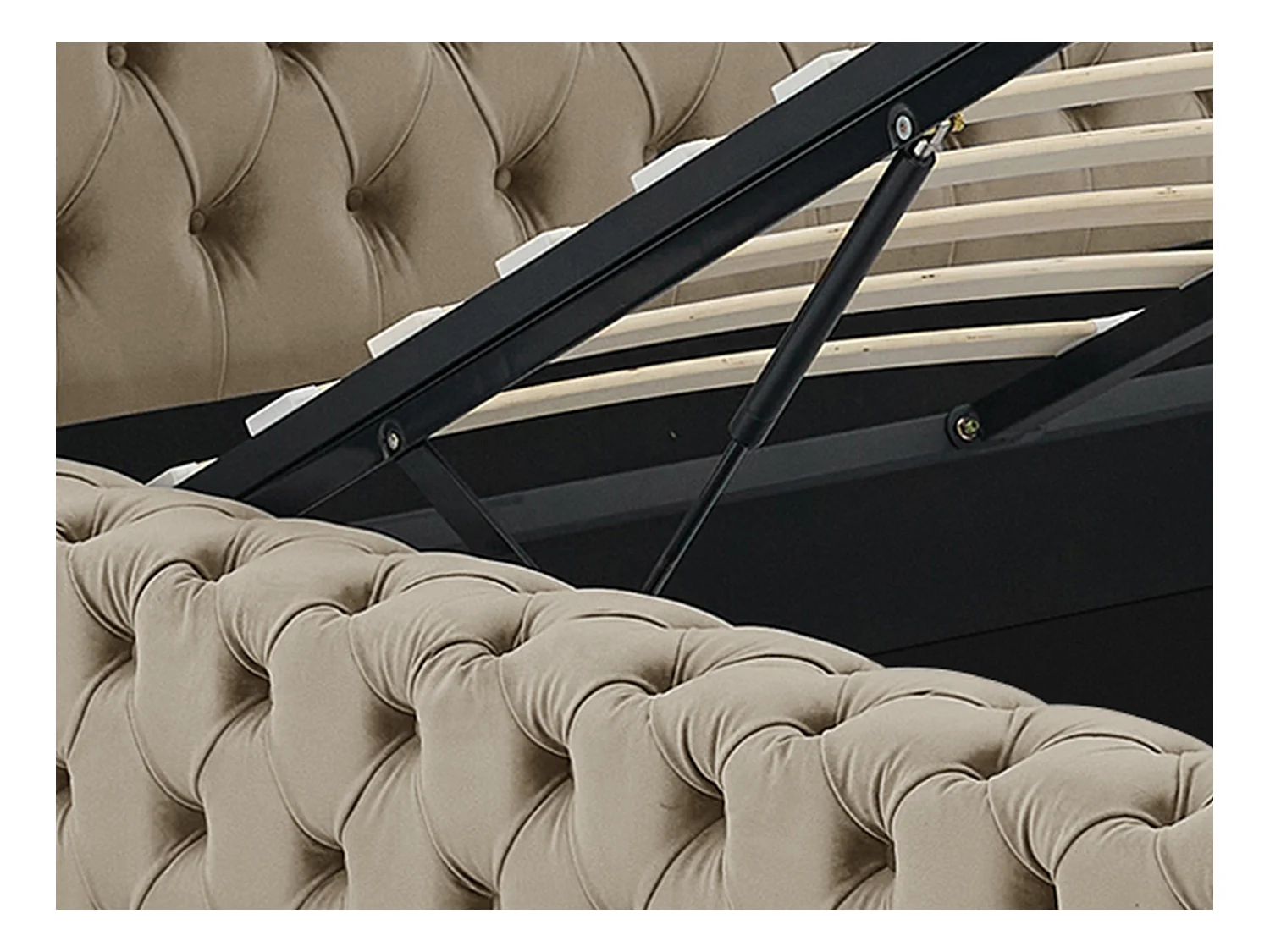 Lit coffre chesterfield 160 x 200 cm - Velours - Taupe - DULENI