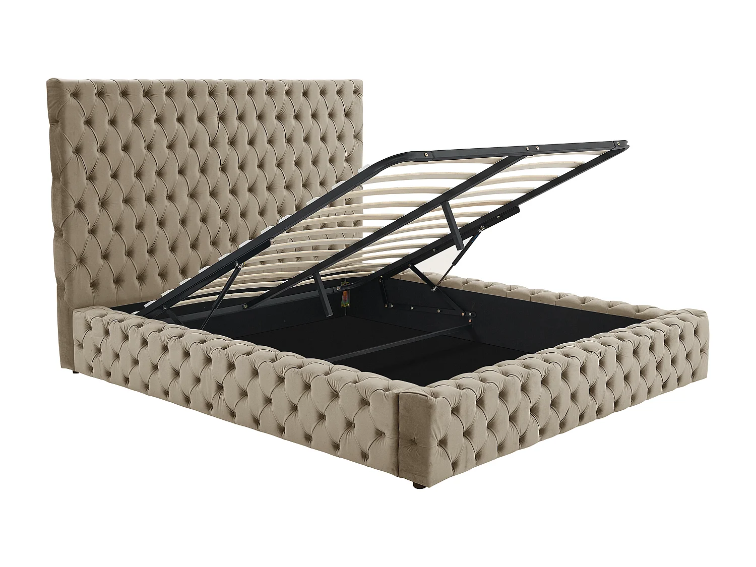 Canapé abatible chéster 160 x 200 cm - Terciopelo - Topo - DULENI