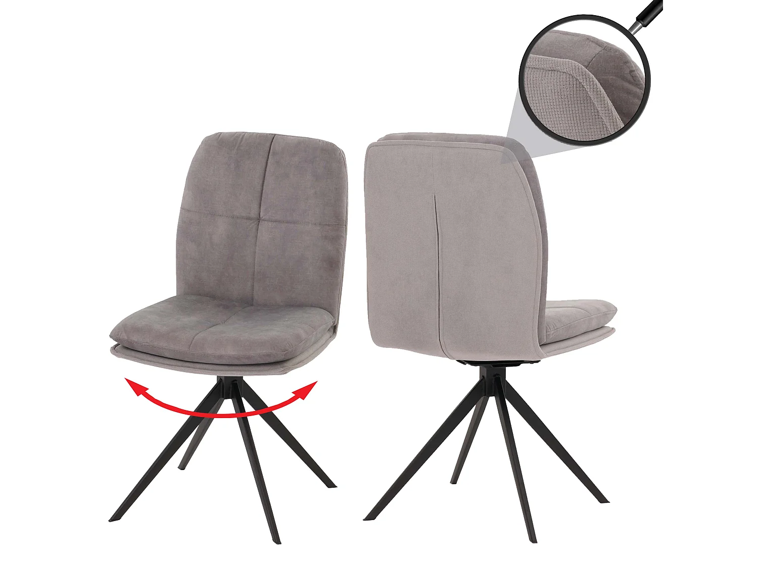 Krzesło do jadalni MCW-M68 (zestaw 2 sztuk),  szary