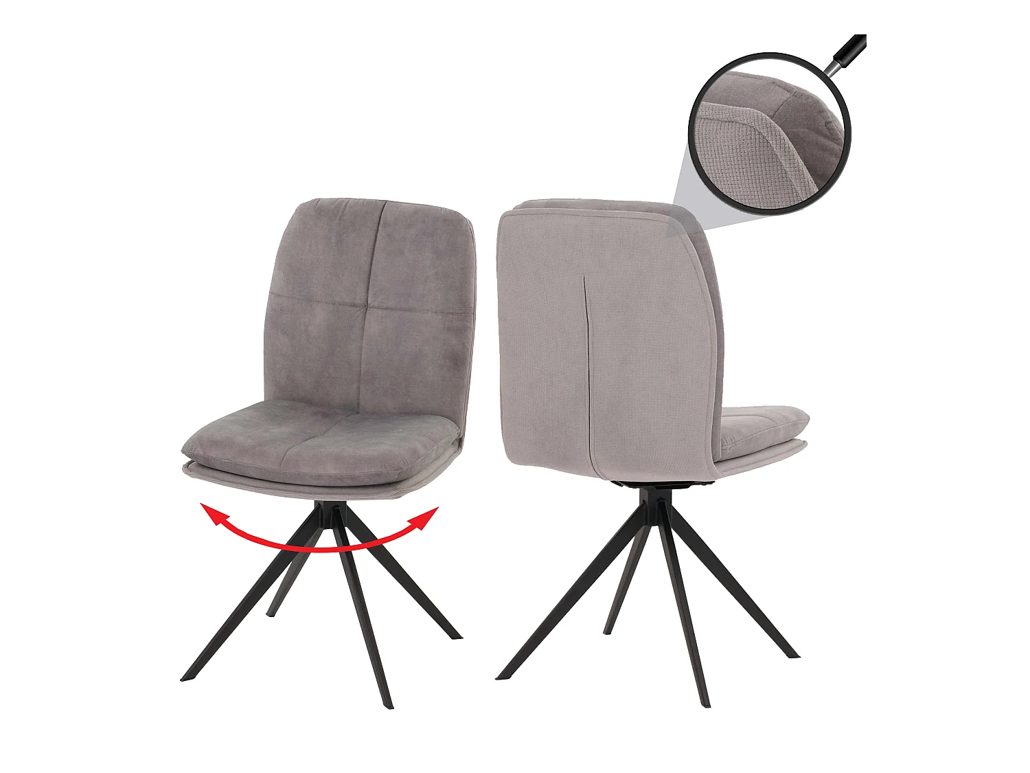 Eetkamerstoel MCW-M68 (set van 2),  grijs