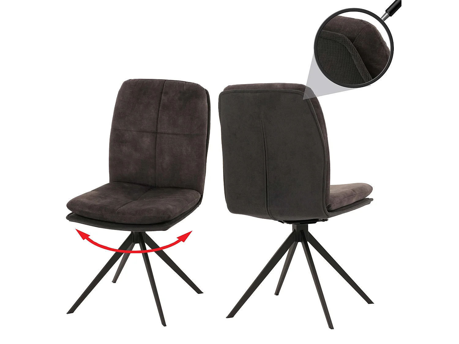 Chaise de salle à manger MCW-M68 (lot de 2),  gris foncé