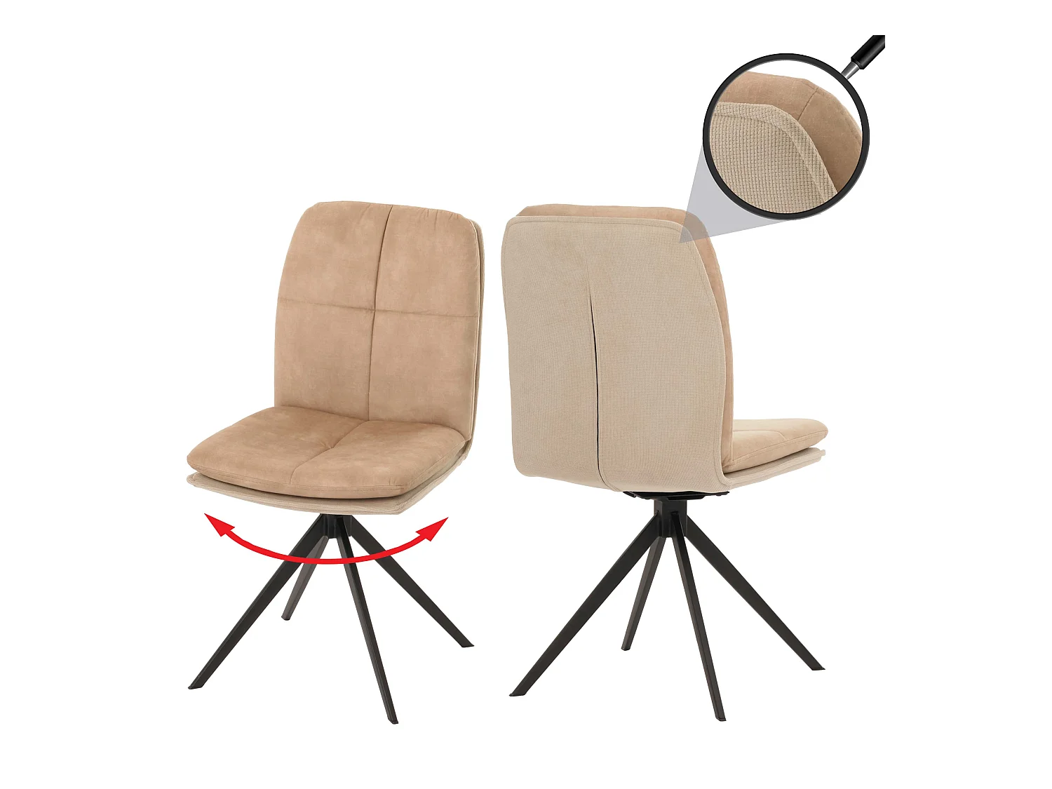 Chaise de salle à manger MCW-M68 (lot de 2),  beige