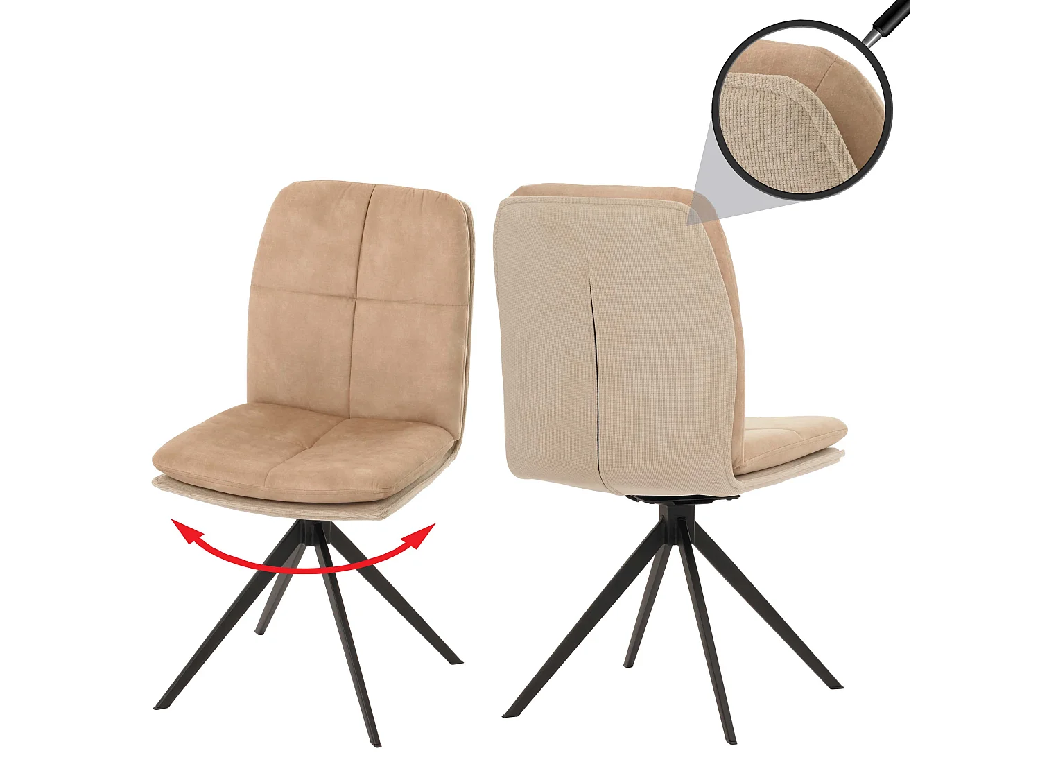 Chaise de salle à manger MCW-M68 (lot de 2),  beige