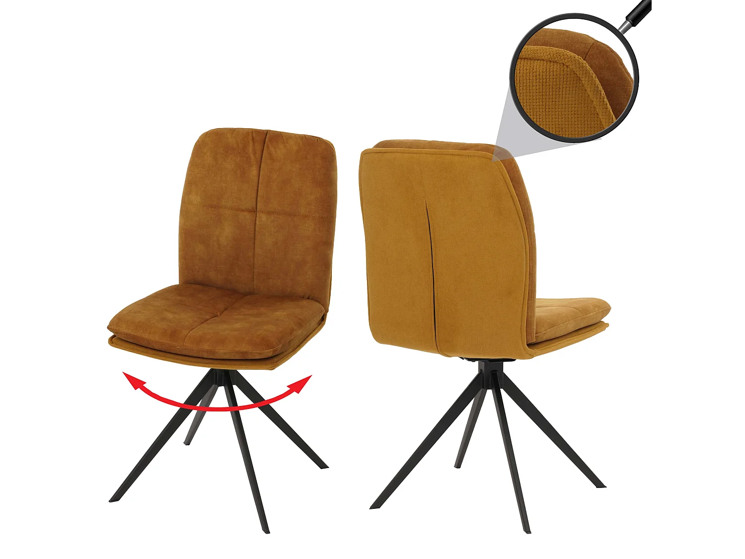 Chaise de salle à manger MCW-M68 (lot de 2),  jaune