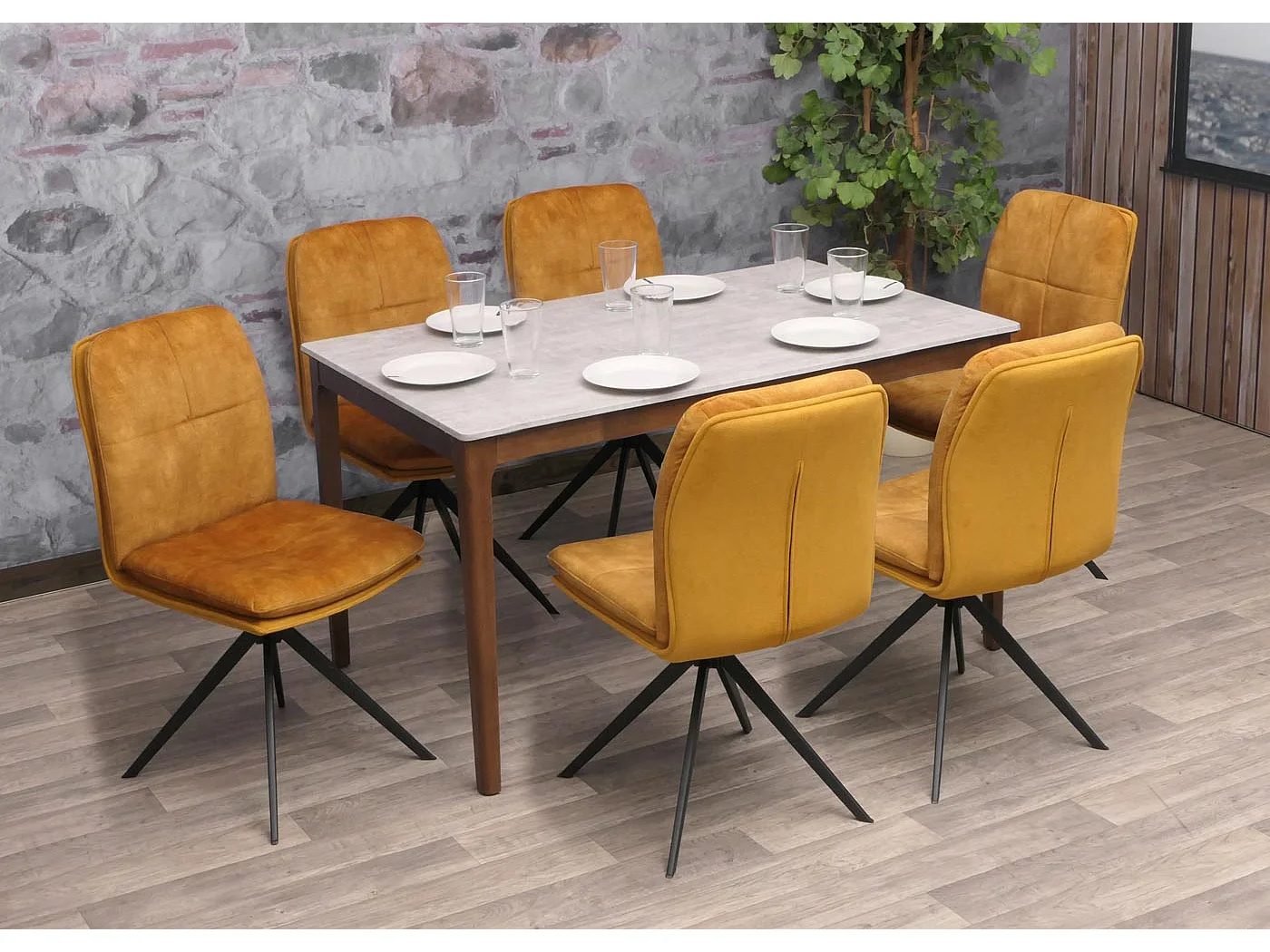 Chaise de salle à manger MCW-M68 (lot de 2),  jaune