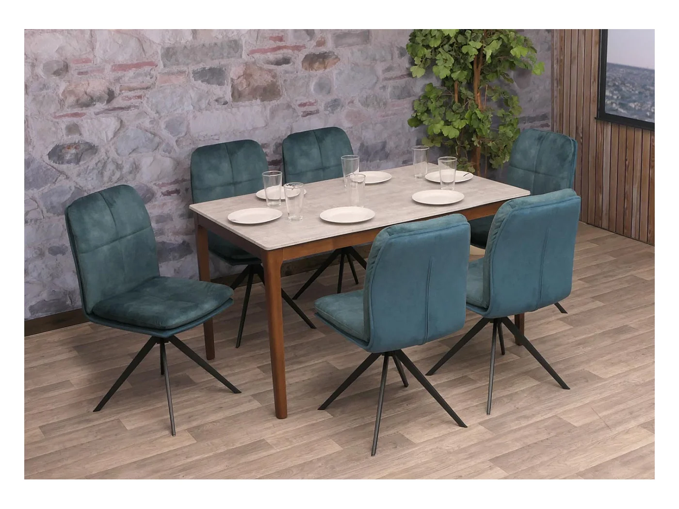 Chaise de salle à manger MCW-M68 (lot de 2),  bleu