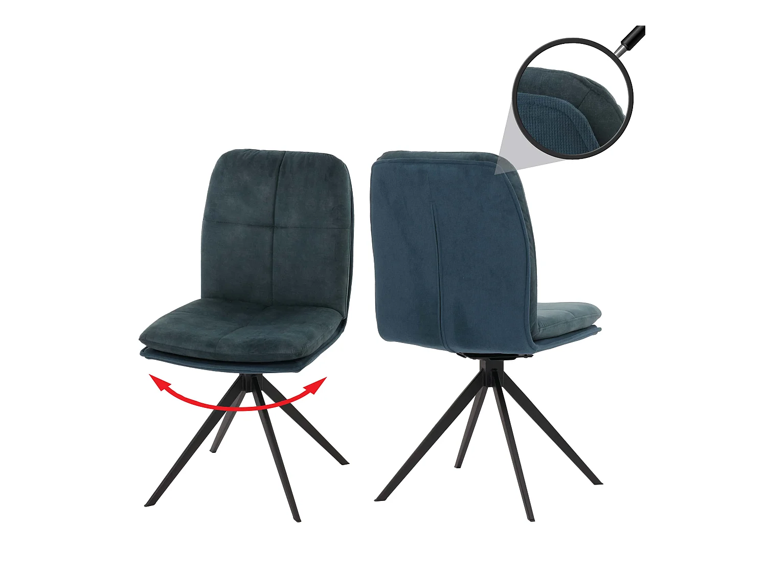 Chaise de salle à manger MCW-M68 (lot de 2),  bleu