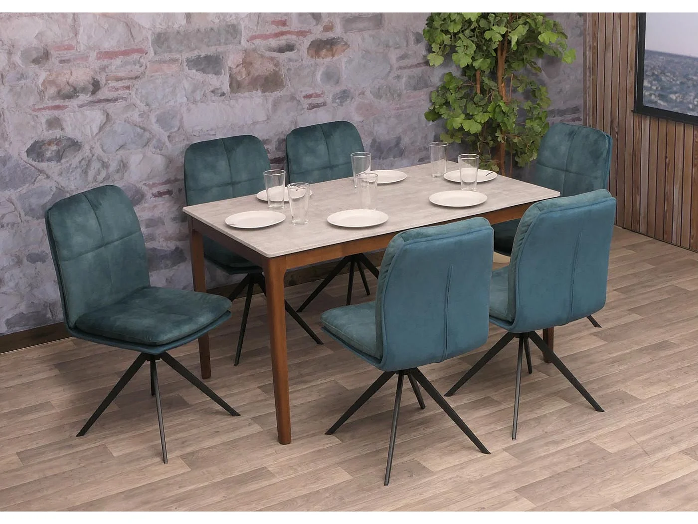 Chaise de salle à manger MCW-M68 (lot de 2),  bleu