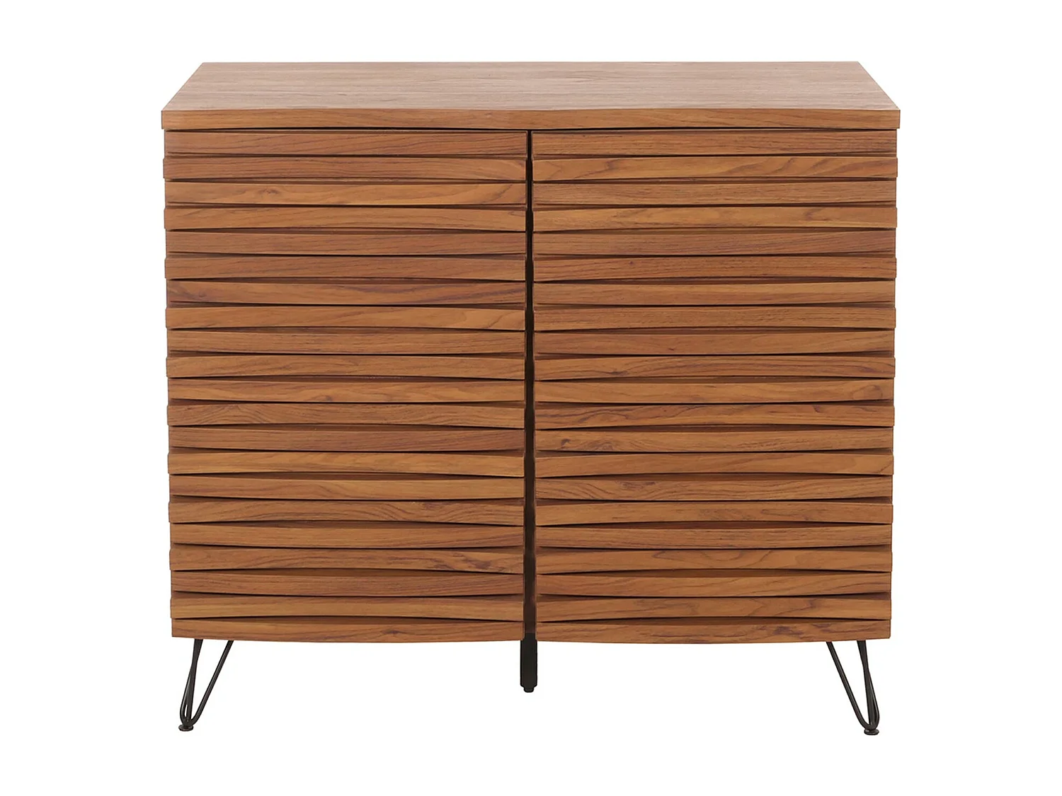 Credenza alta MCW-M49, armadietto, design 3D vani portaoggetti, legno massiccio mango metallo 85x95x45cm ~ color noce
