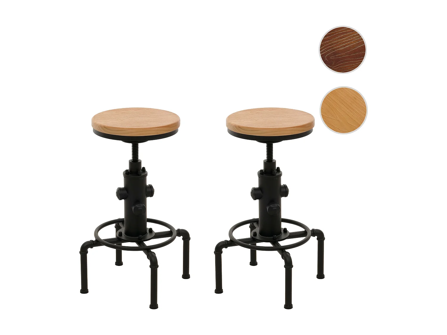 Tabouret de bar MCW-N23 (lot de 2),  naturel