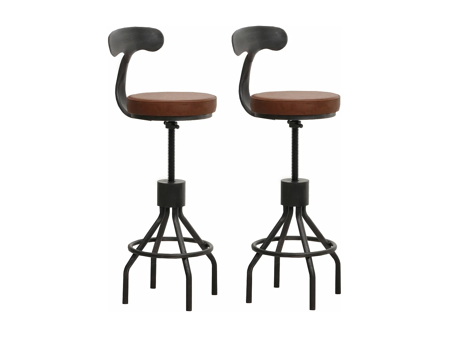 Lot de 2 tabourets de bar MCW-N22,  marron