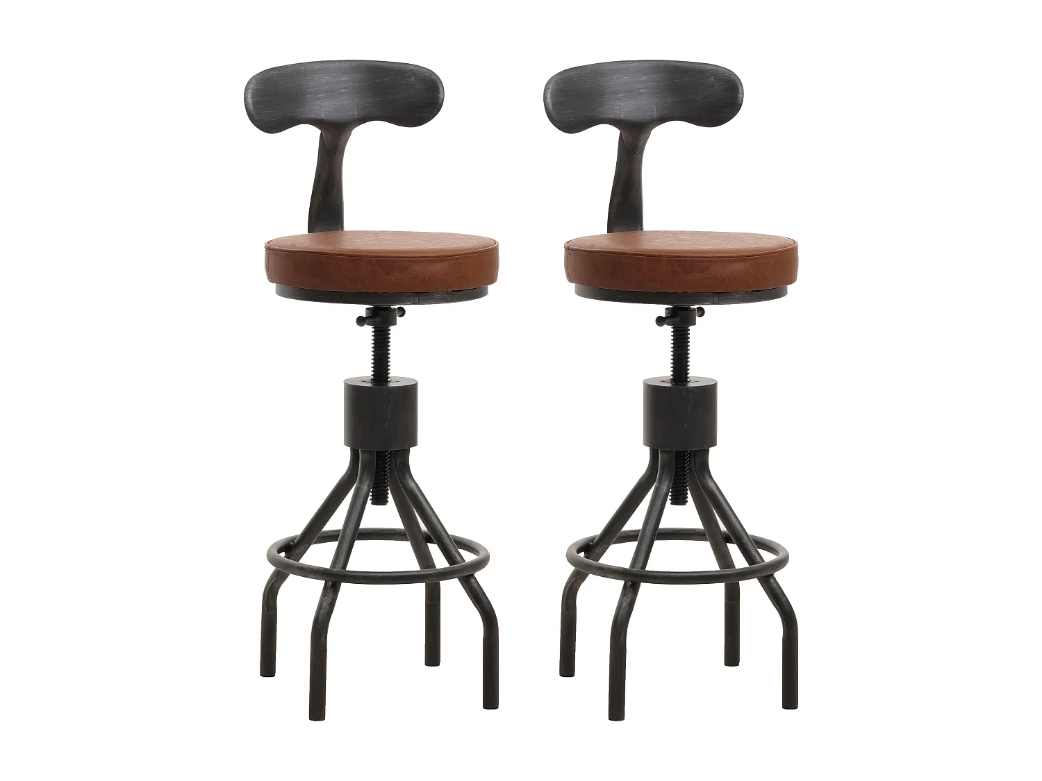 Lot de 2 tabourets de bar MCW-N22,  marron