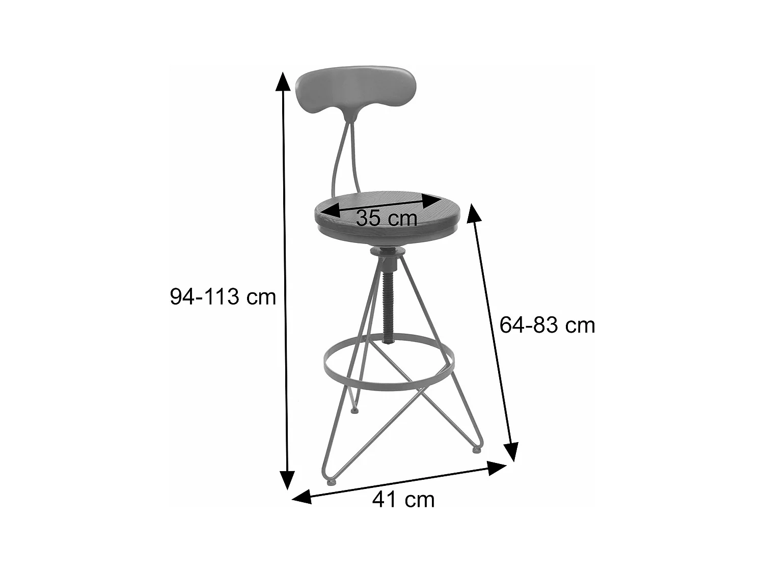 Barkruk MCW-N18 (set van 2),  bruin, zwart frame