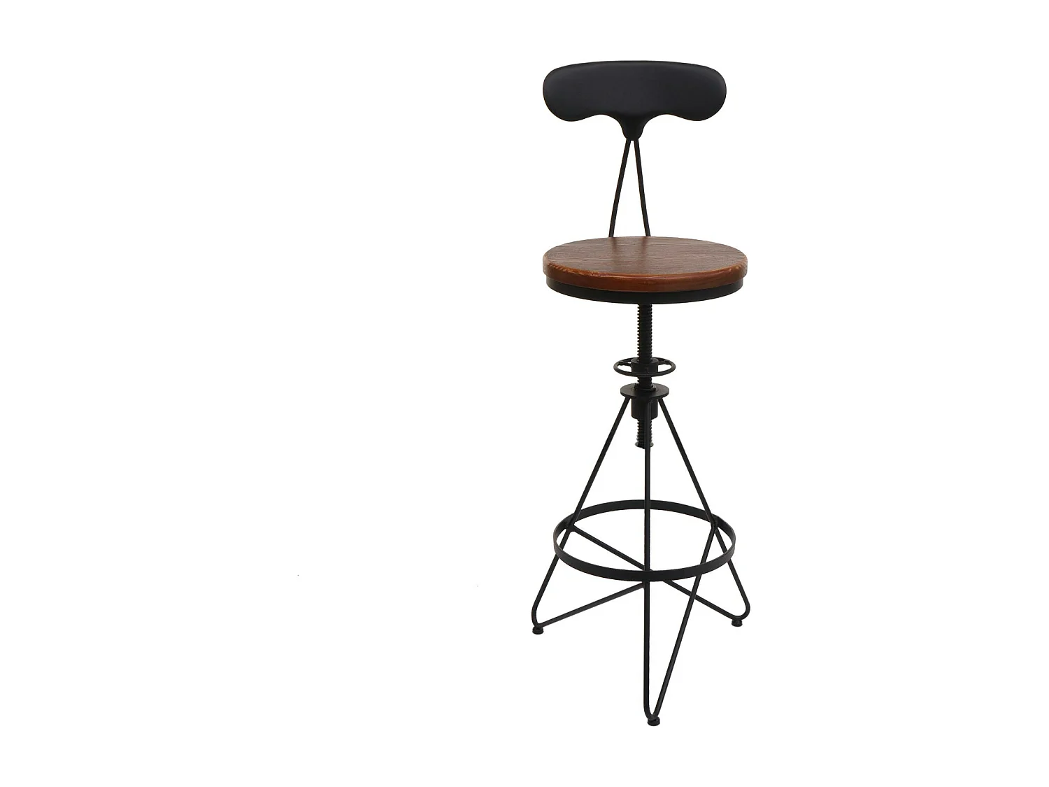 Tabouret de bar MCW-N18 (lot de 2),  brun, piétement noir