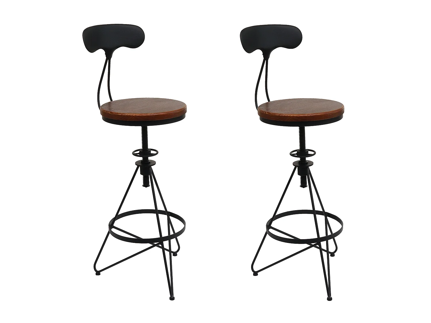 Stołek barowy MCW-N18 (zestaw 2 szt.),  brązowy, czarna rama