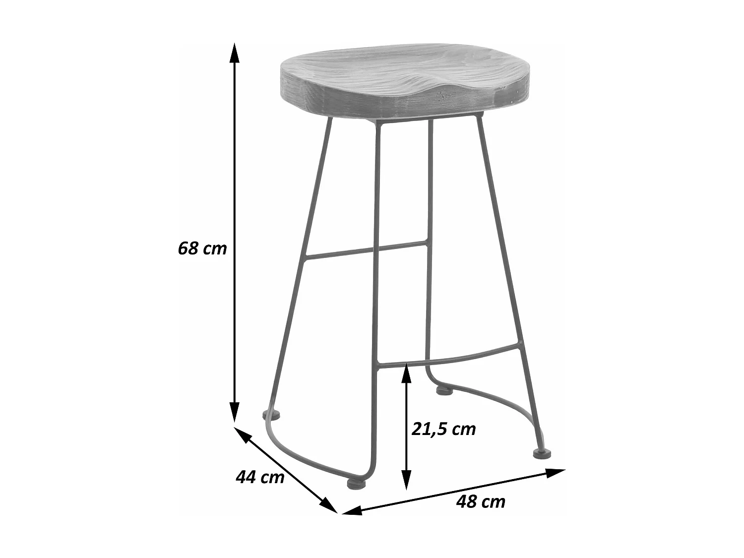Tabouret de bar MCW-N25,  naturel