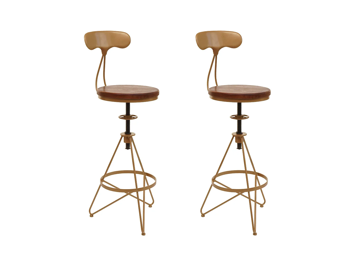 Barkruk MCW-N18 (set van 2),  bruin, frame goud