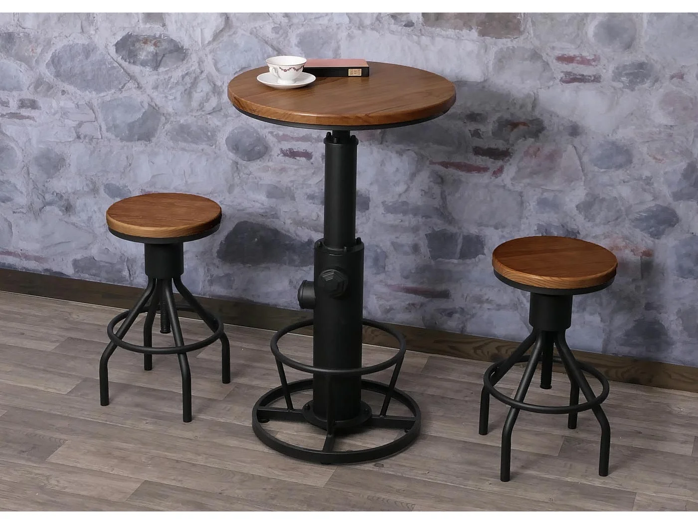 Tabouret de bar MCW-N17 (lot de 2),  brun